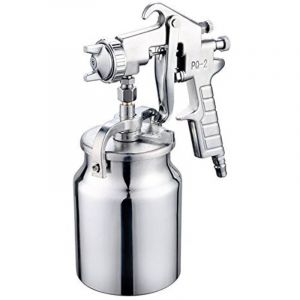 Pistolet de peinture à air par aspiration avec buse inox 2 mm, capacité 1000 ml, outil de peinture aérographe pour la peinture de mobilier automobile