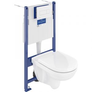 Villeroy&boch - B&acirc;ti-support sol-mur + plaque de d&eacute;clenchement Blanche + Cuvette suspendue O.Novo
