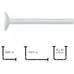 Barre tringle pour rideau de douche d'angle modulable &agrave; fixer en Alu magic universal Blanc - Spirella