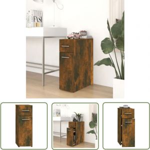 The Living Store Armoire d'apothicaire Chêne fumé 20x45,5x60cm Bois d'ingénierie - Armoire D'apothicaire - Meuble Rangement - Armoire De Cuisine