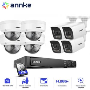 12MP Kit de vid&eacute;osurveillance Ext&eacute;rieur,16CH nvr avec 8X 12MP Cam&eacute;ra ip PoE Vision Nocturne Couleur,Acc&egrave;s Distance Cam&eacute;ra de Surveillance Kit,4