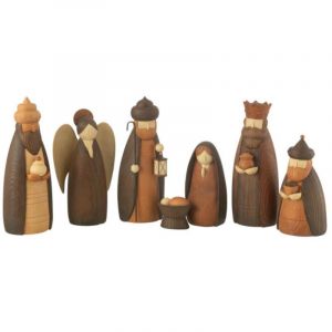 Cr&egrave;che de No&euml;l en R&eacute;sine "7 Santons" 22cm Marron