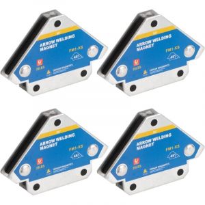 4PCS Aimant Soudure avec Force de Maintien 13kg/28LB Equerre de Soudage pour Angle de Positionneur Magnétique 45 ° 90 ° 135° Equerre Aimanté pour