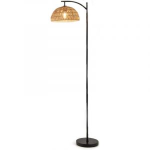 GOPLUS Lampadaire avec Abat-jour en Corde de Papier Suspendu, 25 x 25 x 160 CM, Lampadaire Autoportant avec Cadre en M&eacute;tal et Interrupteur &agrave; Pied,