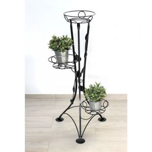 Dandibo - Escalier pour fleurs Métal Noir 100 cm Support pour fleurs avec 3 étagères KW041 Colonne pour plantes Colonne pour plantes Tabouret pour
