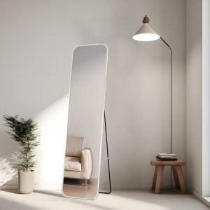 Heilmetz - Grand Miroir Mural, Miroir sur Pied 160 x 37 cm, Miroir de Sol, Miroir Style Industriel Moderne (Cadre Chrome)