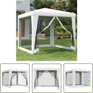 The Living Store - Tente de réception 4 parois latérales en maille 2,5x2,5 m Blanc - Tente De Réception - Abri Extérieur - Parasol - Fête - Mariage
