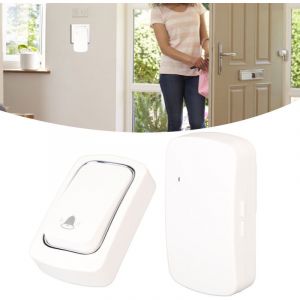 Sonnette de porte sans fil Interphone vocal ABS sans trou pour la maison et la chambre EU Plug 100-230V--Trimec