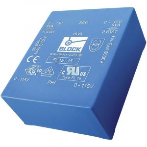 Fl 6/6 Transformateur pour circuits imprimés 2 x 115 v 2 x 6 v/ac 6 va 500 mA - Block