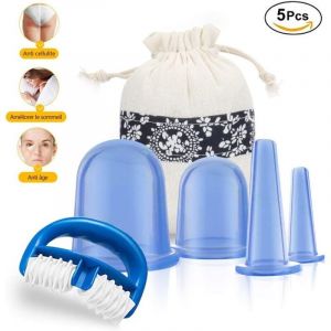 Ventouse Anti-Cellulite, 5 PCS Ventouse Cellulite Minceur Roller Minceur Silicone Massage Cups, Anti-&acirc;ge, R&eacute;ducteur de Rides, Soulagement de la