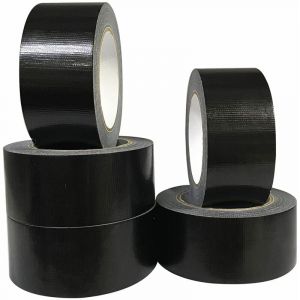 Roleader - Lot de 5 rubans adhésifs en tissu noir 50mmx30M de qualité supérieure résistants à l'eau, scotch americain,ruban adhésif de réparation