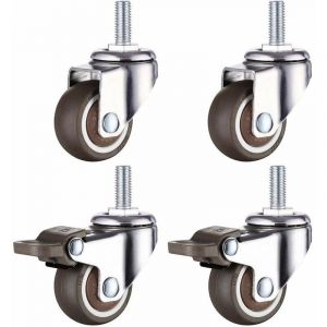 Choyclit - Roulette Pivotante Robuste en Caoutchouc à Tige Filetée M8 pour Chariot à Main, Tables de Travail, Roues Meuble, 1.5 inch, Diamètre du