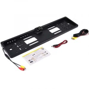 Cam&eacute;ra de recul Cam&eacute;ra de recul, Cadre de Plaque d'immatriculation europ&eacute;enne LED Vue arri&egrave;re Cam&eacute;ra Vision Nocturne avec lumi&egrave;re Blanche IP65