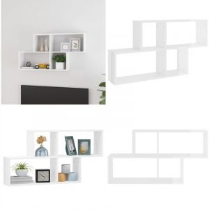 Vidaxl - tag&egrave;re murale Blanc brillant 100x18x53 cm Bois d'ing&eacute;nierie - &Eacute;tag&egrave;re Murale - &Eacute;tag&egrave;re Cube - Rangement Mural - D&eacute;coration Murale - Meuble