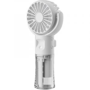 Ventilateur brumisateur portable, rechargeable, &agrave; 4 vitesses, pour voyage et ext&eacute;rieur (Blanc)