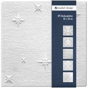 Marbet Design dalles plafond polystyr&egrave;ne EPS blanc 30 d&eacute;cors diff&eacute;rents 50x50cm paquet &eacute;conomique: Zima, 2 m&sup2; / 8 panneaux