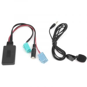 Adaptateur Bluetooth 6 broches pour autoradio avec entr&eacute;e auxiliaire et microphone, compatible avec Renault Clio, Espace, Megane et Scenic 2005-2011