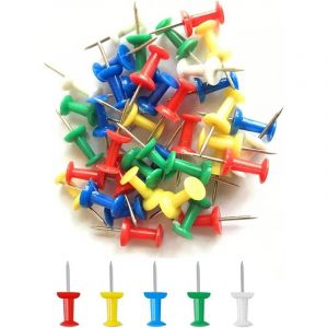 100 Pi&egrave;ces Punaise de Carte de Couleur, Punaise Murale R&eacute;utilisables, Punaises avec T&ecirc;te en Plastique et Pointe en Acier, Punaise de D&eacute;coration de