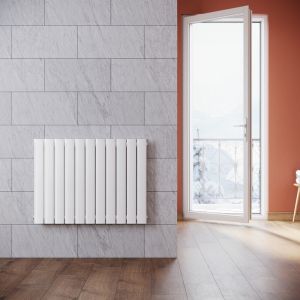 Radiateur eau chaude en acier Conception murale Vertical Tube plat Radiateur chauffage central 630x850mm Panneau Double Blanc (1065W) Horizontal