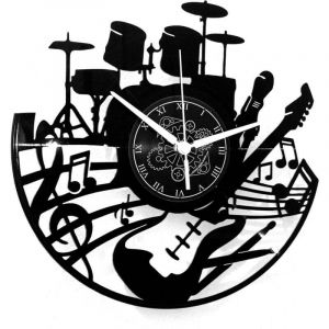 Horloge Murale Vinyle Disque 33 Tours Vintage Cadeau Fait Main D&eacute;co Maison Musique Guitare Clavier Batterie