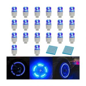 20PC Lumière de Valve de Roue, Lumières de Chapeau de Tige de Valve de Pneu de Roue Flash led pour Le Motocycle, Voiture,Bicyclette - blue