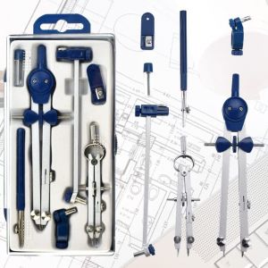 Jusch - Kit de Compas Metal Boussole Dessin, Convertisseur Compas de Menuisier, Mine Compas de Dessin Détachable