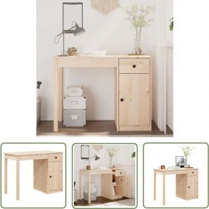 The Living Store Bureau 100x50x75 cm Bois massif de pin - Bureau En Bois - Bureau D'ordinateur - Bureau D'étude - Meuble De Bureau - Table De Travail