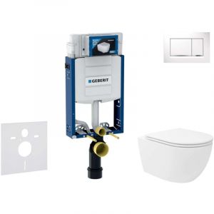 Kombifix - Set de bâti-support, cuvette Oudee Vortex et abattant softclose, plaque de déclenchement Sigma30, blanc/chrome SANI15CA3187 - Geberit