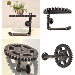 2 Pi&egrave;ces &Eacute;tag&egrave;res Flottantes R&eacute;tro Industriel en Fer Tuyau d'eau Design &Eacute;tag&egrave;re Murale Vintage Industrielle &Eacute;tag&egrave;re Murale Industrielle Style