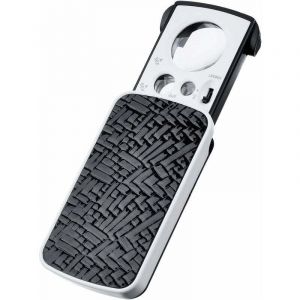 Loupe Bijoutiers Loupe de Poche Petite Loupe Portable Loupe de Bijoux 30 X 60 X 90 X Grossissement avec LED et UV Lampes (Noir)
