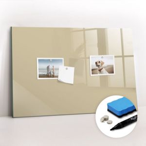 Tableau magnétique, panneau d'affichage, pense-bête, impression sur Verre – 60 cm x 40 cm - Beige