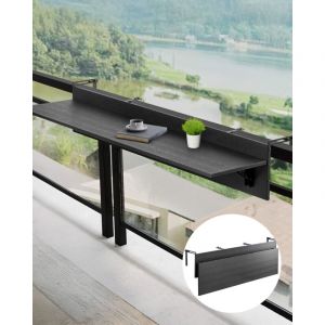 VEVOR Table Suspendue Balcon, 1500 x 450 x 240 mm, Table de Bar Pliante pour Balustrades de Balcon deExterieur, avec Plateau 1500 x 300 mm,