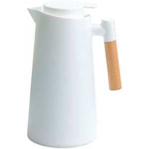 Carafe &agrave; caf&eacute; thermique 1L Double paroi cafeti&egrave;re sous vide Carafe thermique Thermos Pot avec manche en bois Bouilloire &agrave; eau Flacon isotherme Carafe