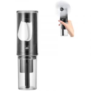 4 Niveaux (Noir) Ventilateur Brumisateur Portable, Mini Ventilateur Manuel Rechargeable, Petit Ventilateur Avec de R&eacute;glage les Voyages, Bureau &agrave;