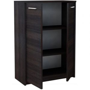 Buffet avec 2 portes Wengé - Meuble de Rangement Style contemporain - 77 x 35 x 108 cm