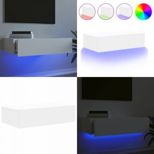 Vidaxl - Meuble tv avec &eacute;clairage led blanc 60x35x15,5 cm - Meuble Tv - Meuble T&eacute;l&eacute;viseur - T&eacute;l&eacute;vision - &Eacute;clairage Led - Rgb - Home & Living