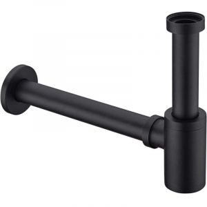 Siphon de Lavabo Noir Universel Tube Siphon de Lavabo Siphon en Acier Inoxydable 1 1/4 x 32mm Salle de Bain Siphon &Eacute;vier M&eacute;tal Siphon &agrave; Tube Siphon &agrave;