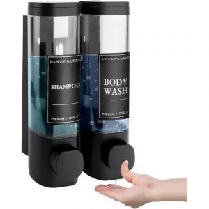 Trywise Distributeur de Savon Mural, Distributeur Gel Douche, Distributeur Double de Shampoing et Apr&egrave;s-shampoing sans Per&ccedil;age ABS pour Salle de Bain