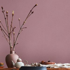 As Creation - Papier peint uni mauve Tapisserie intissée texturée Papier peint aspect textile lin idéal pour chambre et couloir