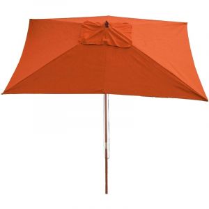Parasol en bois, parasol de jardin Florida, parasol de march&eacute;, rectangulaire 2x3m, terre cuite