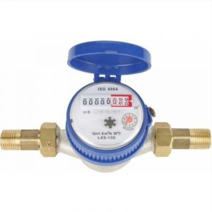 Compteur d'eau - D&eacute;bit de compteur d'eau froide 15mm 1/2 pouce avec raccords pour la maison et le jardin