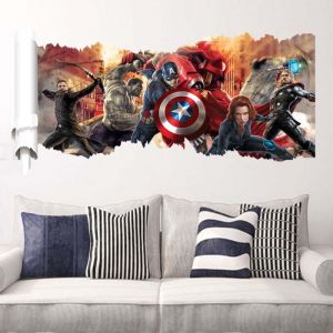 Pour Marvel Avengers Vinyl Smashed Wall Art Decal Stickers Chambre Gar&ccedil;ons s 3D L