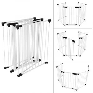 Barri&egrave;re de S&eacute;curit&eacute; Cl&ocirc;ture Chemin&eacute;e pour Enfant Chien Chat Pare-Feu B&eacute;b&eacute; Barri&egrave;re escalier Barri&egrave;re Cage Pare-feu Grille de Protection 5 Panneaux