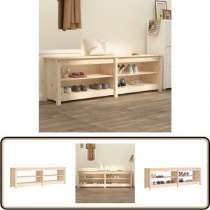 Banc à chaussures 160x36,5x50 cm Bois de pin massif - Meuble Entrée - Banc Chaussure - Rangement Chaussures - Rangement Intérieur - Bois Pin