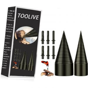 Foret de Fendage de Bois - 32mm+42mm Fendeur de Buche, Fendeuse Bois C&ocirc;ne, Foret Conique avec 6 Poign&eacute;es, Carr&eacute;/Rond/Hexagonal pour Perceuse