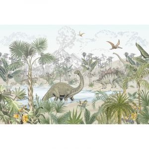 Lumal&eacute;a - Papier peint panoramique Enfants - Dinosaures - 195 cm x 130 cm