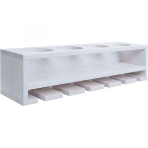 [JAMAIS UTILIS&Eacute;] Casiers &agrave; vin HHG-703, porte-verres/bouteilles Bar mural Casier pour 4 bouteilles/6 verres Bois Certifi&eacute; MVG 12x48x12cm, blanc