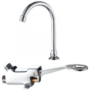 Ulisem Robinet d'eau chaude et froide &agrave; commande au pied, petit corps de vanne plus 2 tuyaux d'arriv&eacute;e de 0,8 m, adapt&eacute; aux h&ocirc;pitaux