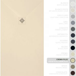 SOULBATH Receveur de Douche -R&eacute;sine -Gel Coat -Texture Lisse/Pierre -Antid&eacute;rapant -Couleur Cr&egrave;me Intense - 110X70- Extra plat 3cm. Bonde de Vidage