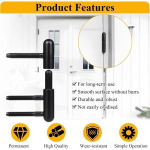 2 x Paumelle Porte Bois Noir Charni&egrave;res de R&eacute;novation, Gonds Porte Chambre Charni&egrave;re Amovible Charni&egrave;re Porte Silencieuse pour Portes Bois Int&eacute;rieur